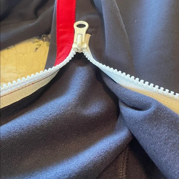 VTG Women’s M Champion track pants blue with red side stripe pockets zip ankles - Picture 13 of 13